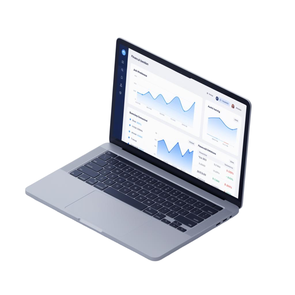 Financial dashboard showing clean charts and reports
